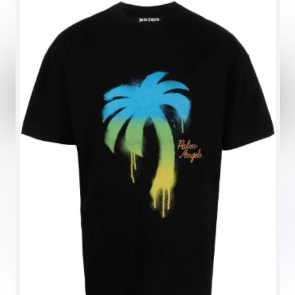 PALM ANGELS CREW-NECK T-SHIRT WITH SPRAY MAXI PRINT XS NWT $ 350.00 - Picture 3 of 3
